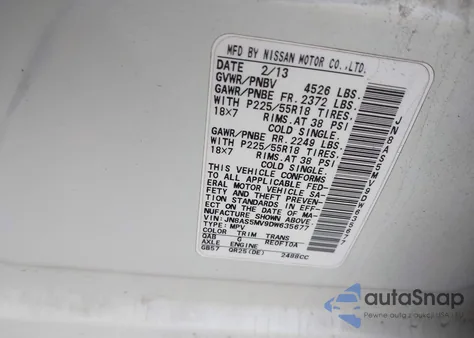 2013 Nissan Rogue Sv W/Sl Pkg from USA, damaged, VIN JN8AS5MV9DW635677